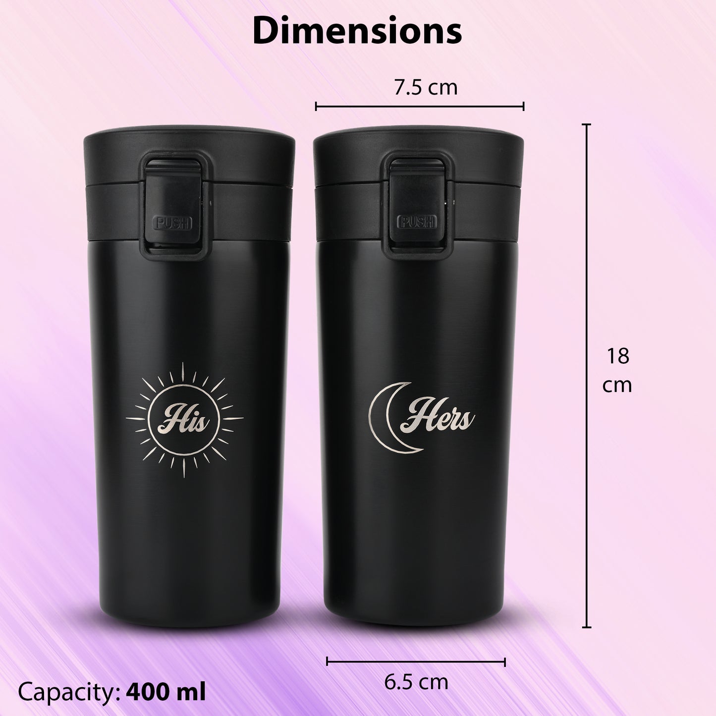 His & Hers Couple Tumblers Set of 2 – Premium Insulated Stainless Steel Drinkware | Perfect Gift for Couples