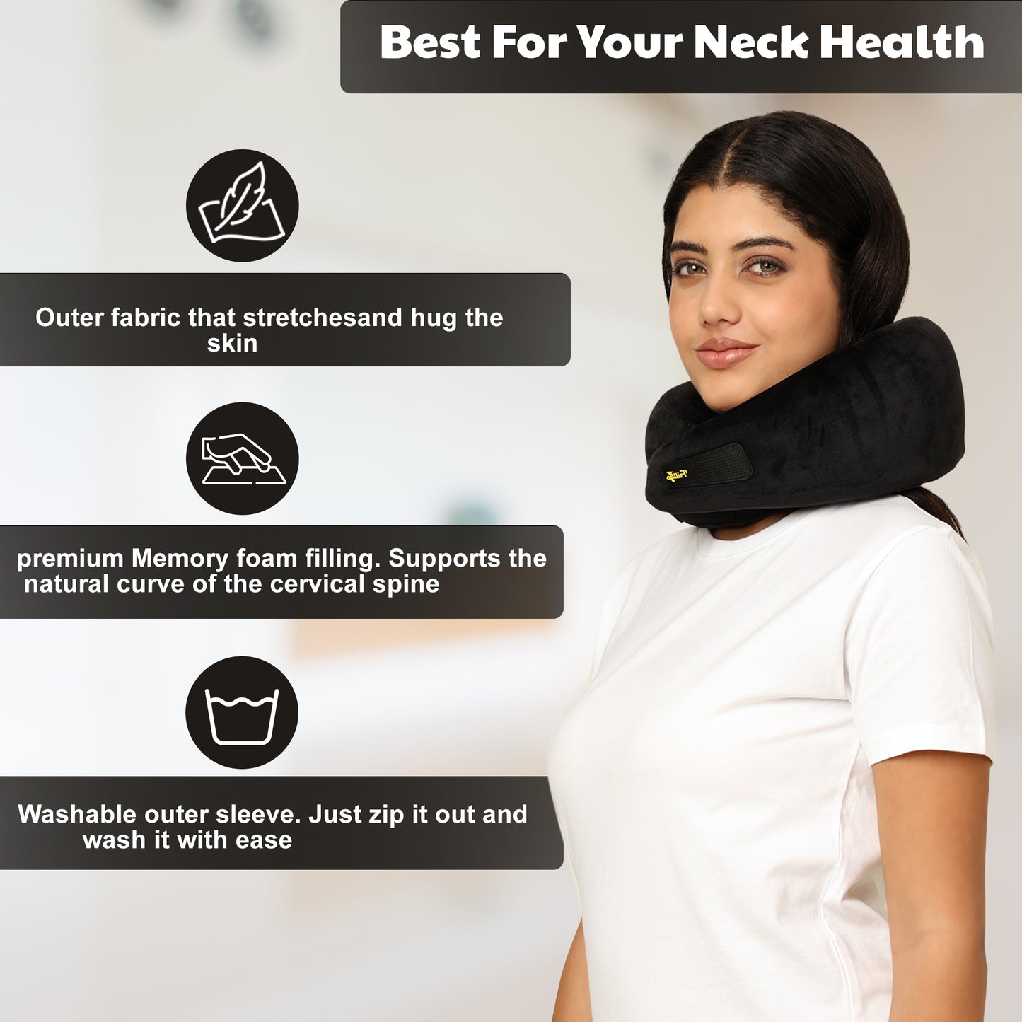 Travel Neck Pillow Black | Midnight Voyage