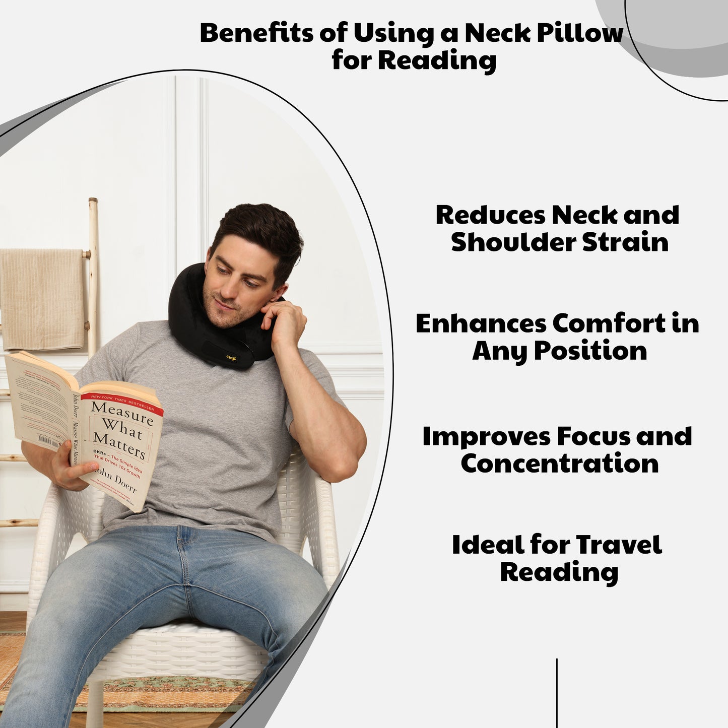 Travel Neck Pillow Black | Midnight Voyage
