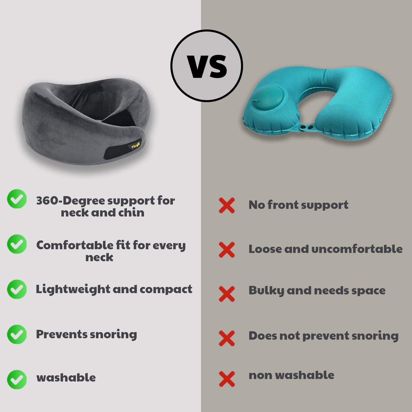 Travel Neck Pillow Grey | Cloud Mist