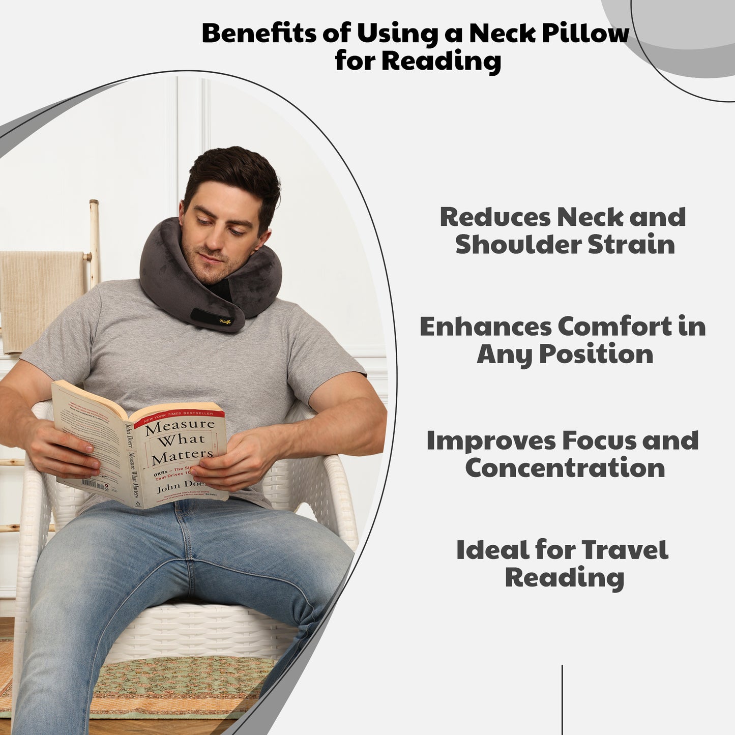 Travel Neck Pillow Grey | Cloud Mist